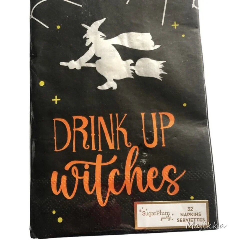 Halloween Paper Dinner Napkins Buffet Towels Drink Up Witches 32 Pk Decoupage